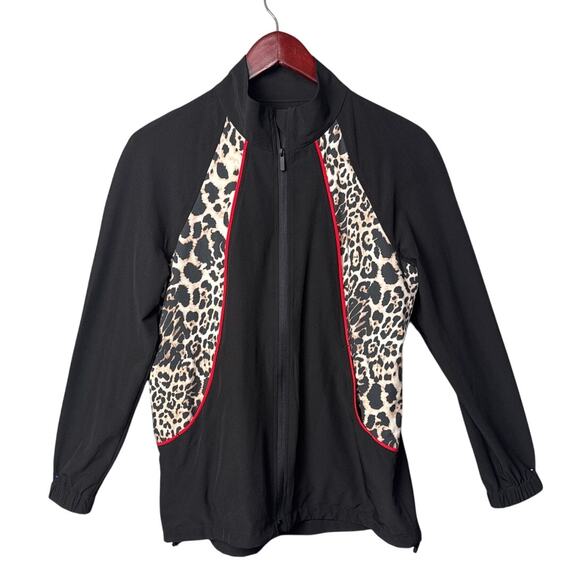 Boston Proper Womens Windbreaker Jacket Black Animal Print Size S Elevated Basic - Picture 1 of 8
